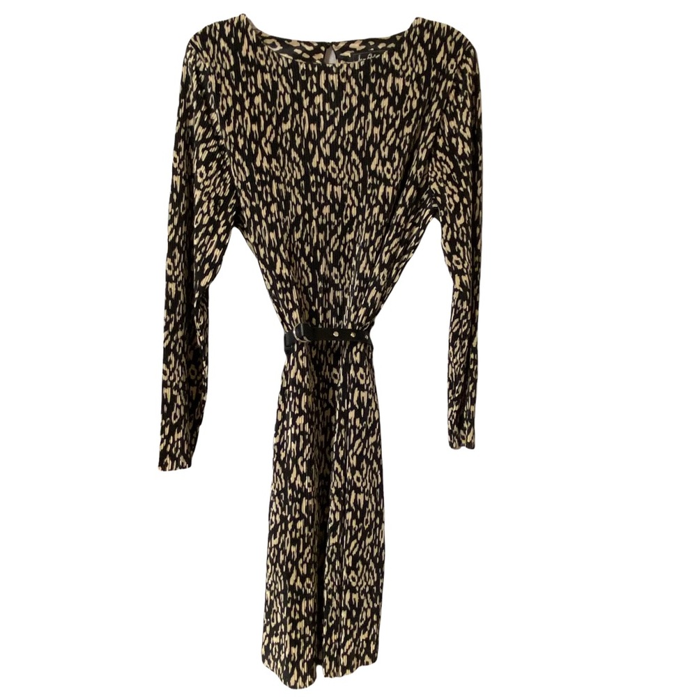 Sam Edelman Plisse Pleated Belted Shift Dress Size 14